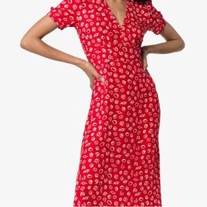 HVN Paul Shell Silk Red Dress Size 6